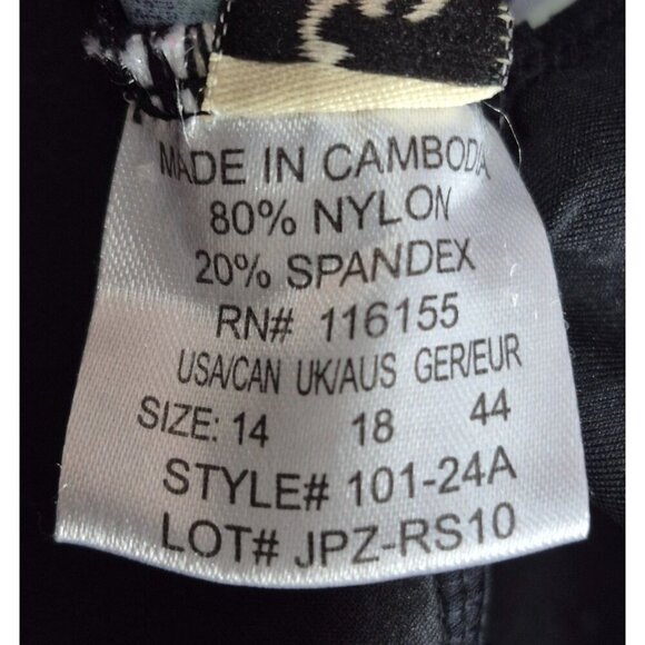 Alisha Levine One Piece Hawaiian Floral Bathing Swimsuit Size 14 Wrap Skirted - Picture 8 of 9